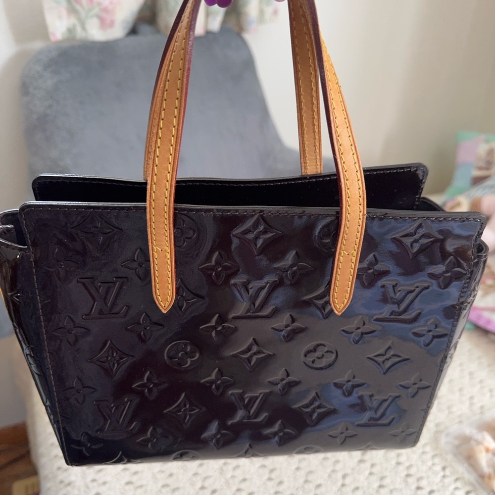Louis Vuitton Burgundy and Brown Mini Bag with Embossed Pattern